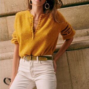 Sézane Léon Jumper Cardigan – Canary Yellow – Size M